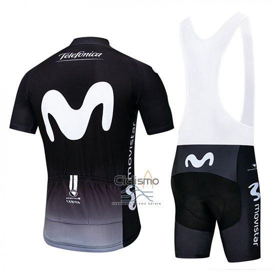 Movistar Ropa Ciclismo Culotte Corto 2019 Mangas Cortas Negro Blanco